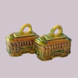 Vintage SNCO Imports San Francisco Trolley Train Cable Car Salt & Pepper Shakers